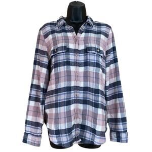 American Eagle Button Down Womens Size M Pink Ahh-mazingly Soft Flannel Classic